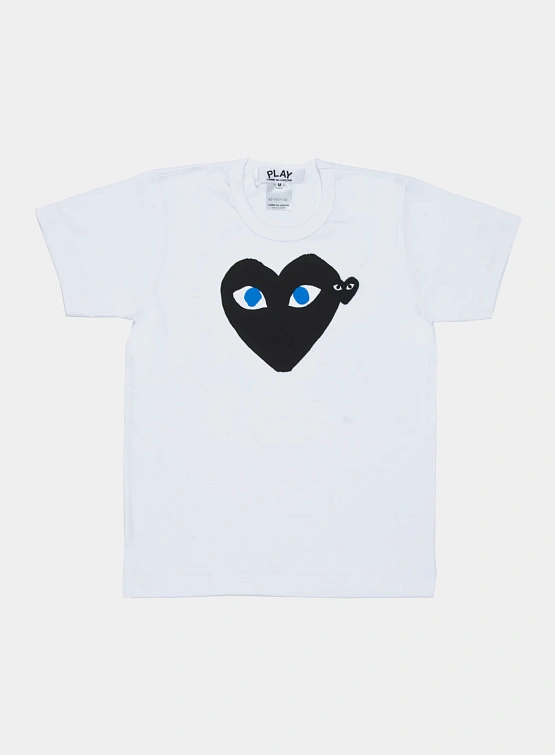 Футболка Comme des Garçons PLAY Black Heart Blue Eyes White