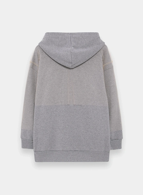 Зип-худи UNDERCOVER Fleece Nylon Tulle Layered Top Grey
