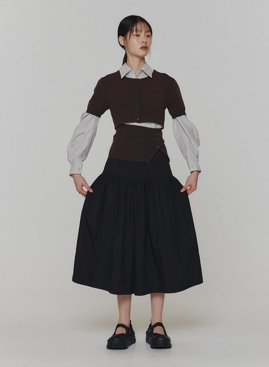 Женские брюки AMOMENTO Shirring Flare Pants Black