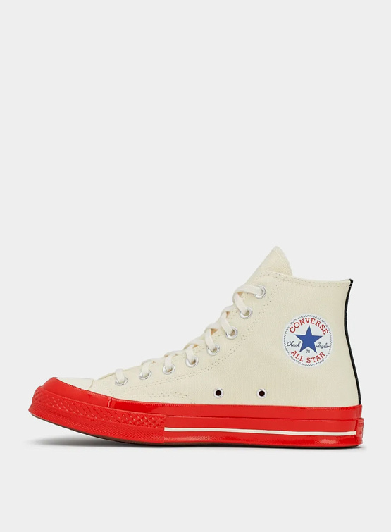 Кеды Converse x Comme des Garçons CDG PLAY Chuck 70 Hi Milk/Red