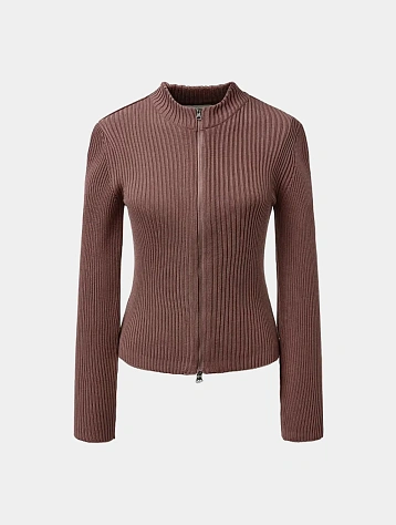 Женский кардиган AMOMENTO Ribbed Mock Neck Brown