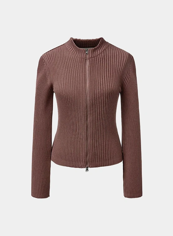 Женский кардиган AMOMENTO Ribbed Mock Neck Brown