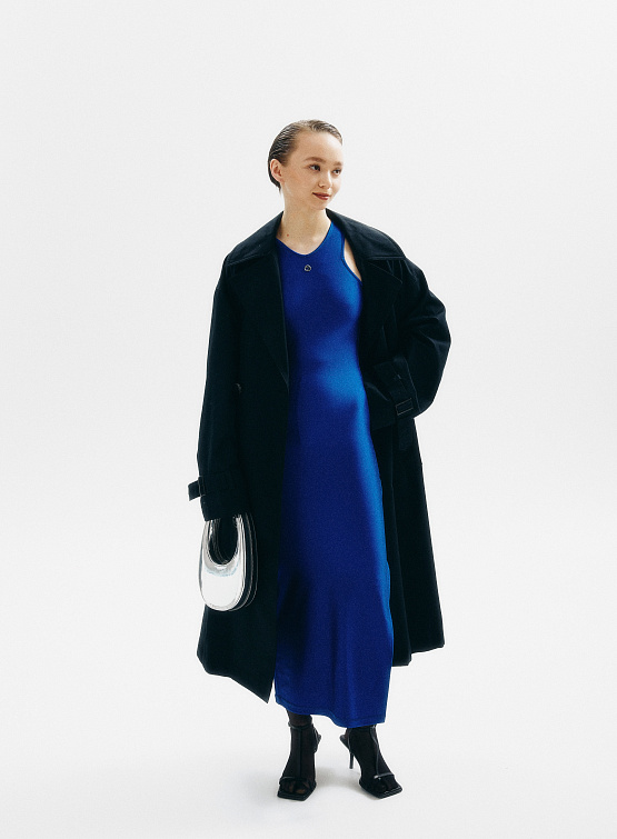 Тренч JUUN.J Bentail Hidden Double Trench Coat Black