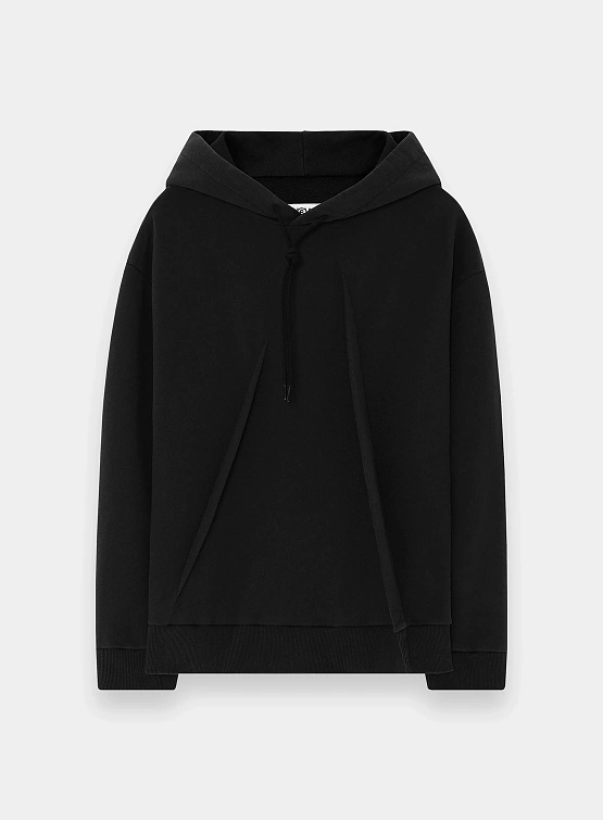 Женское худи MM6 Maison Margiela Pleated Jersey Washed Black