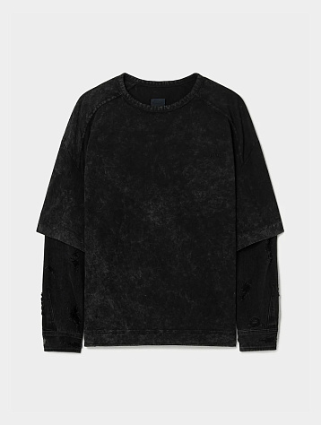 Лонгслив JUUN.J Dyed Damaged Denim Layered Gray