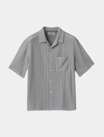 Рубашка COOR Cable Knit Camp Collar Light Grey