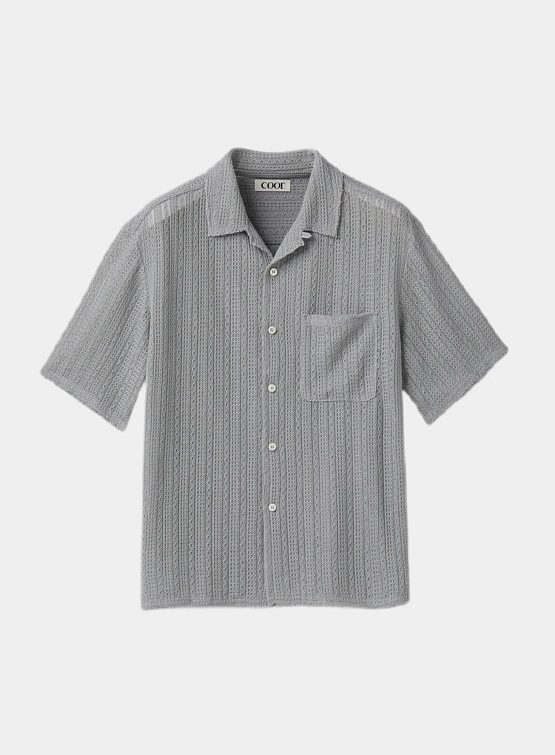 Рубашка COOR Cable Knit Camp Collar Light Grey