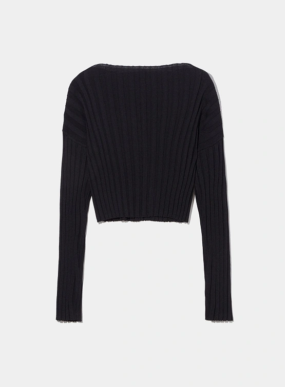 Женский кардиган LE17SEPTEMBRE Ribbed Collarless Black