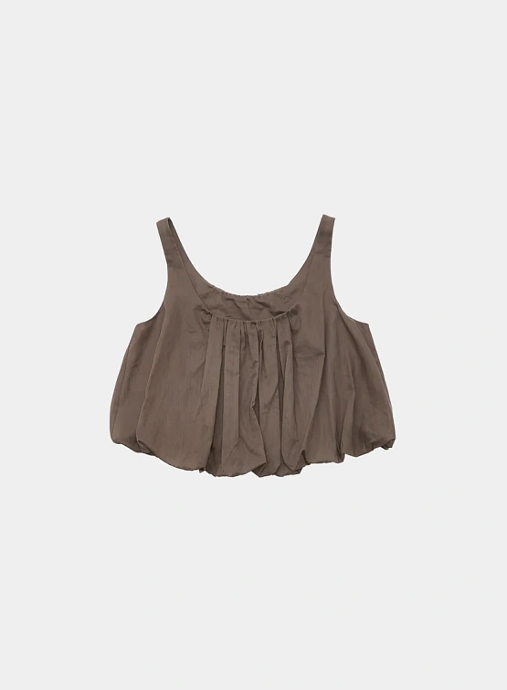 Топ AMOMENTO Sheer Volume Crop Top Brown