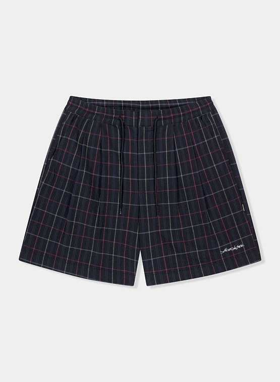 Шорты YESEYESEE Crinkled Fabric Check Black