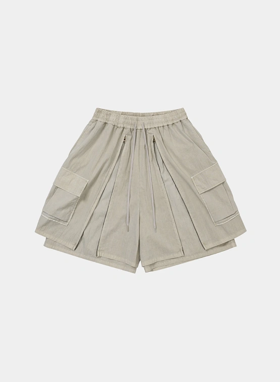 Шорты AJOBYAJO Washed Layered Zip-Up Ivory