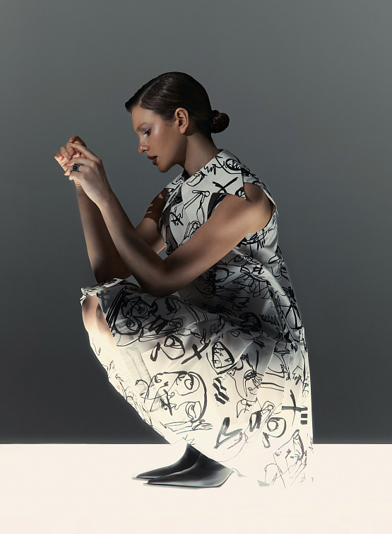 Женское платье Charles Jeffrey Loverboy Star Collar White