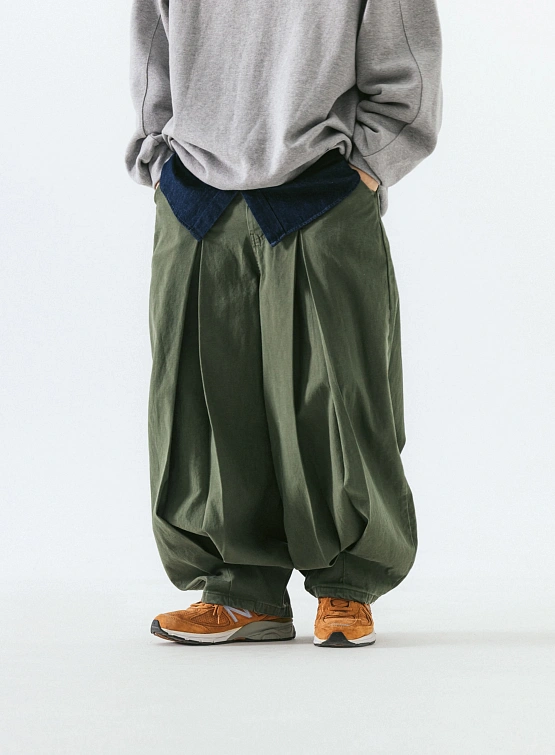 Брюки ANGLAN Long Tuck Wing Balloon Pants Khaki