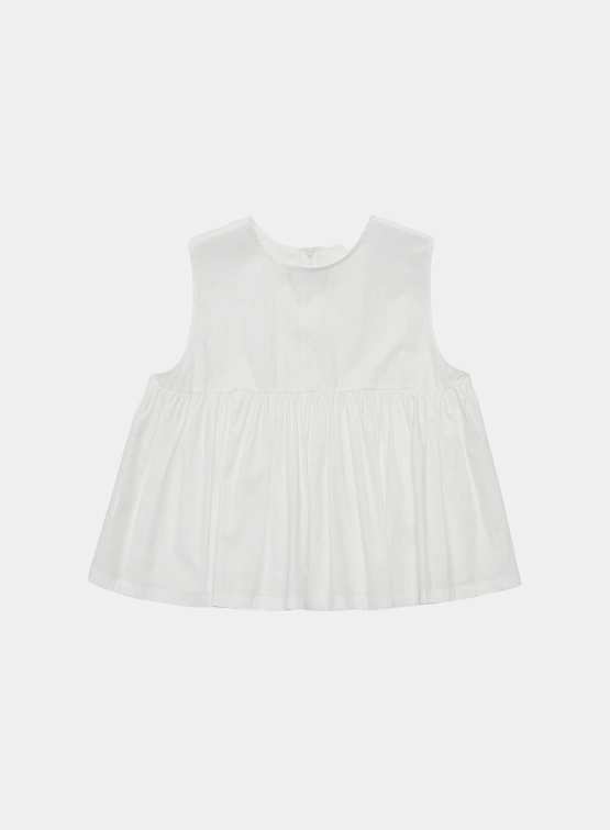 Топ AMOMENTO Cotton Two-Way Shirring Top White