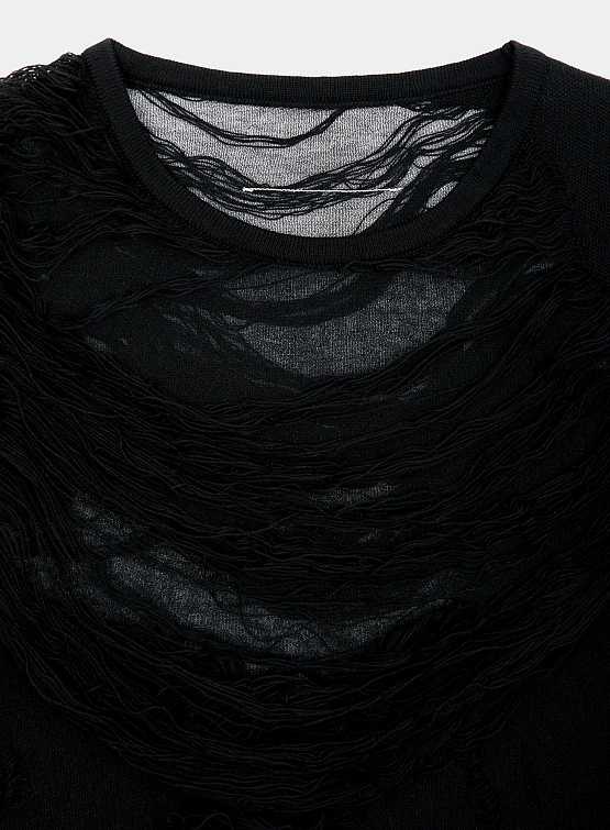 Женский лонгслив MM6 Maison Margiela Black Distressed Black