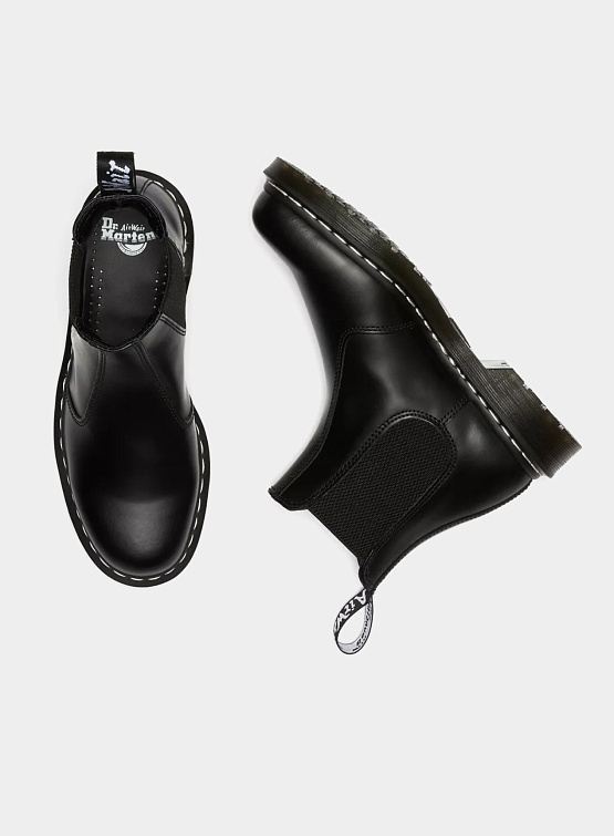 Женские челси Dr. Martens 2976 White Stitch Leather Black