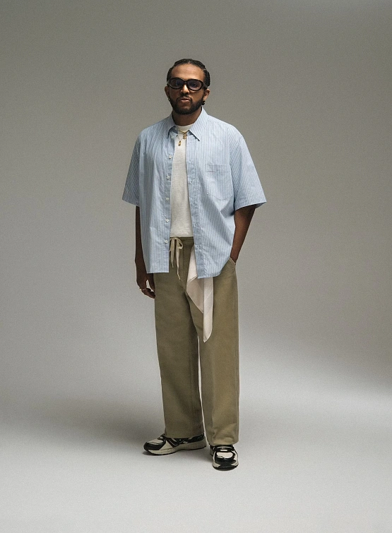 Рубашка HAL STUDIOS Striped S/S Overshirt Ballad Bleue