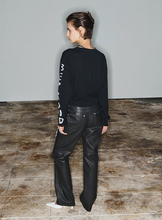 Женские брюки Open YY Eco-Leather Straight Black