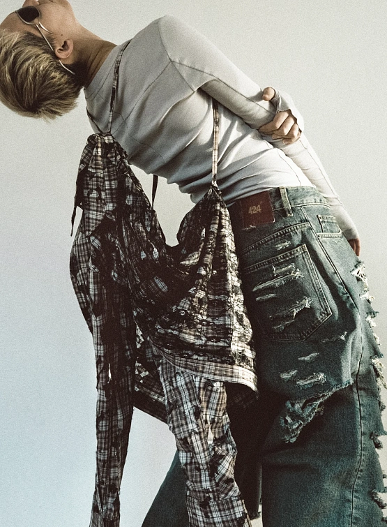 Джинсы 424 Big Daddy Ripped Denim Washed Blue