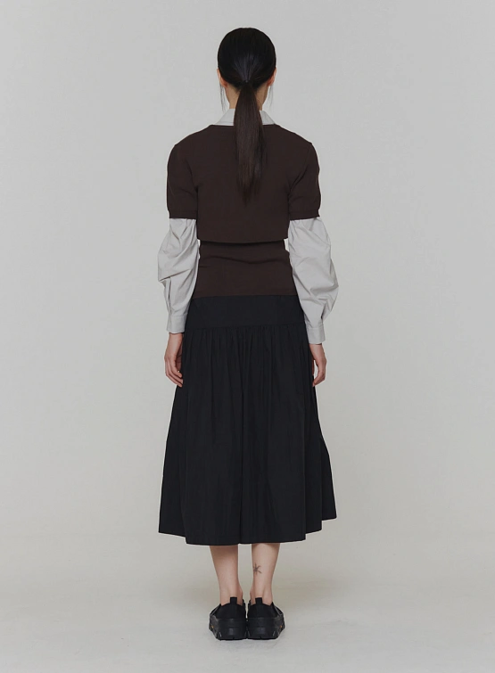 Женские брюки AMOMENTO Shirring Flare Pants Black