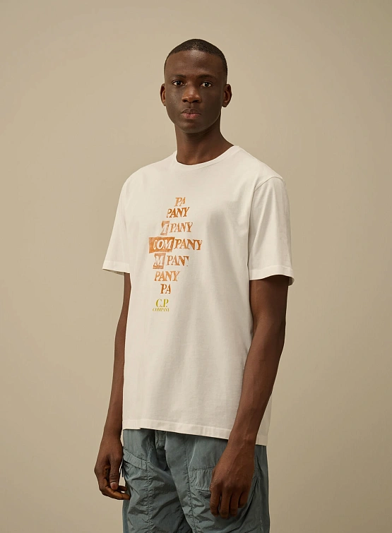 Футболка C.P. Company 24/1 Jersey Front Logo Gauze White