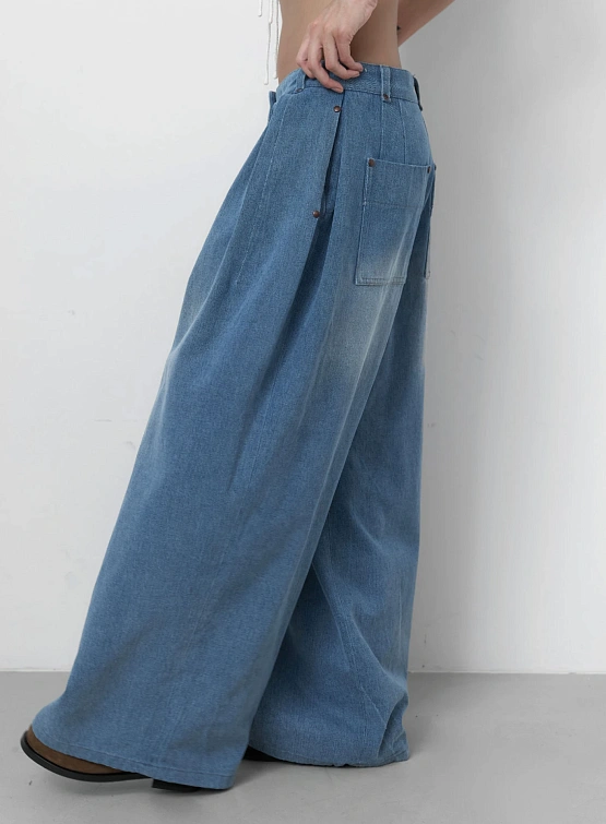 Женские джинсы EPINGLER Wide Tuck Denim Washed Blue