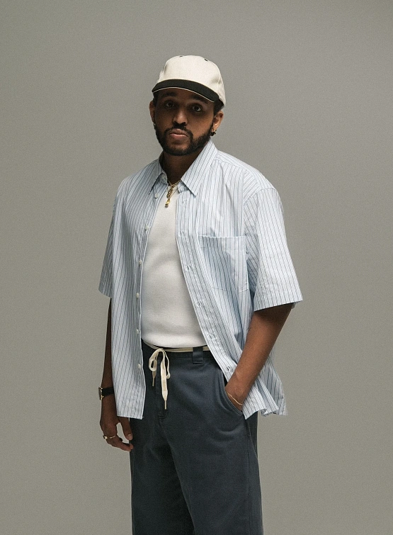 Рубашка HAL STUDIOS Striped S/S Overshirt White Navy