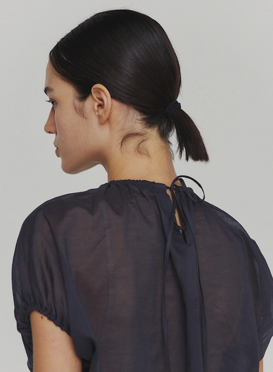 Женский топ AMOMENTO Sheer Volume Shirring Top Navy