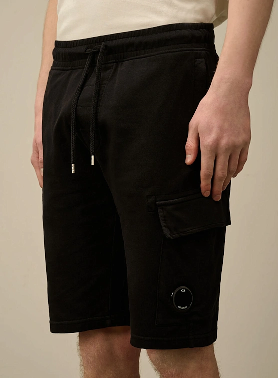 Шорты C.P. Company Light Fleece Cargo Lens Black