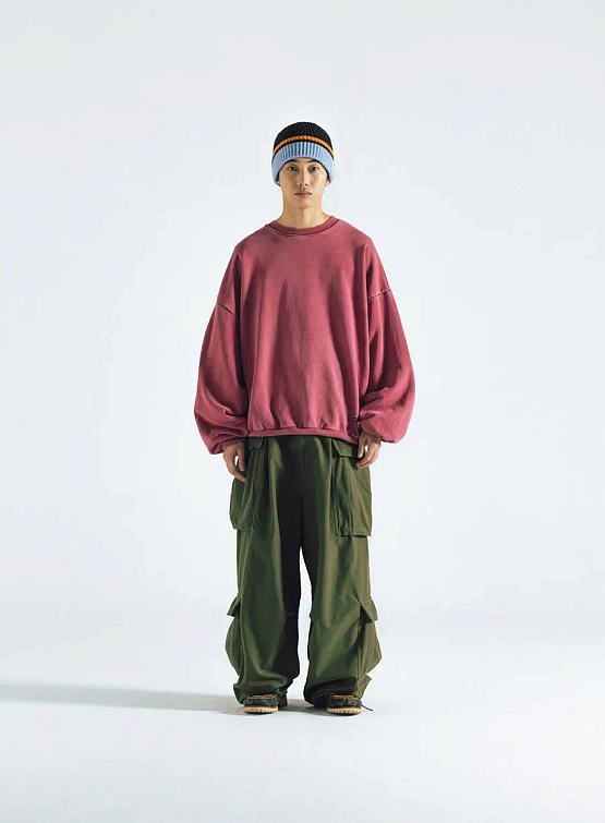 Свитшот ANGLAN Reversible Pigment Two Layer Washed Red