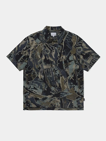 Рубашка thisisneverthat Jacquard Pattern Button Up Black