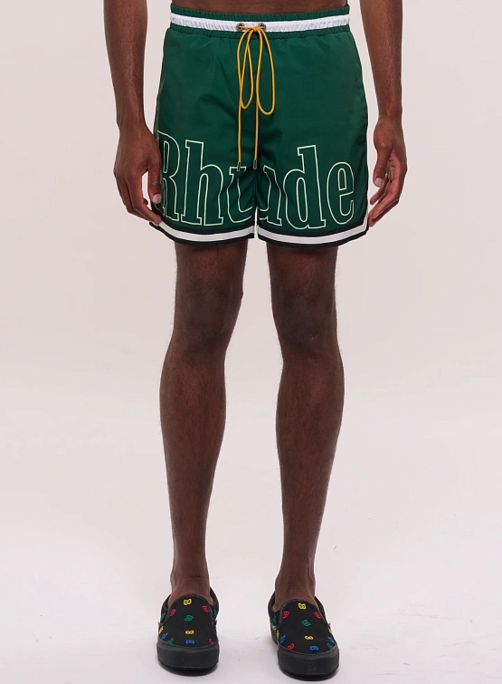 Шорты RHUDE Logo Basketball Swim Forest Green/Black/White