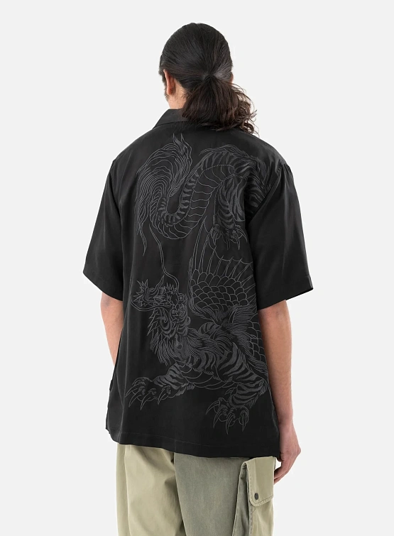 Рубашка MAHARISHI 6098 Tiger Dragon Camp Collar Black