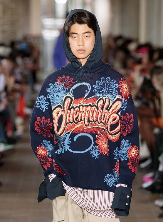 Худи Bluemarble Jacquard Hooded Jumper Navy