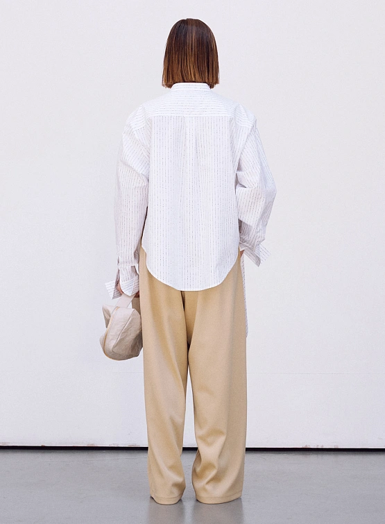 Женская рубашка Recto Nep Stripe Unbalanced Length Shirt White