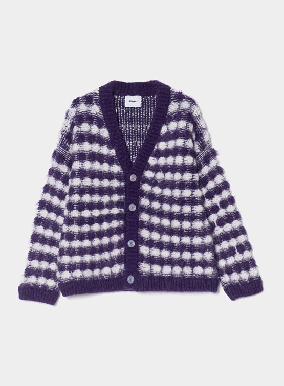 Кардиган BONSAI Puff Mohair Knit Cardigan Purple White