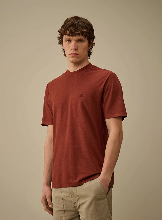 Футболка C.P. Company Crepe Jersey Logo Sable Brown