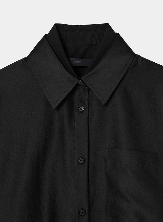 Женская рубашка JUUN.J Shiny Double Long Shirt Black