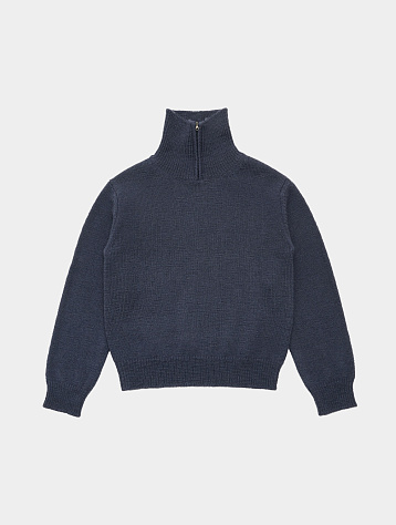 Халф-зип AMOMENTO Half Zip-Up Knit Dark Navy