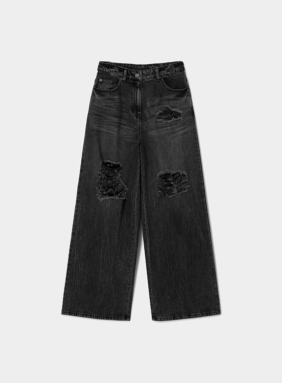Женские джинсы JUUN.J Destroyed Wide Denim Pants Black