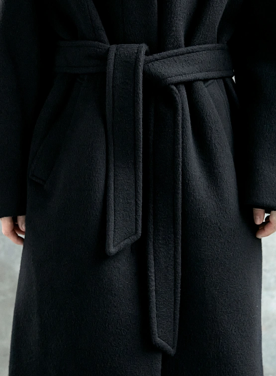 Женское пальто AMOMENTO Hourglass Long Coat Black