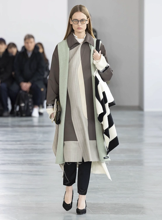 Женское пальто UNDERCOVER Bonded Wool Stripe Gray Brown