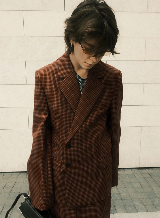 Женский пиджак Botter Front Collar Reverse Shell Red Check