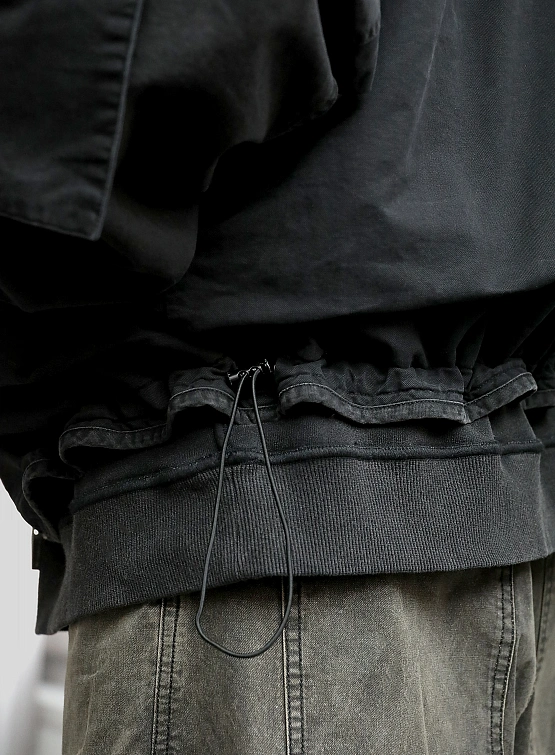 Бомбер ARNODEFRANCE Collarless Bomber Washed Black