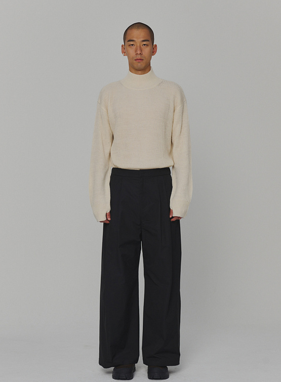 Брюки AMOMENTO Nylon Two Tuck Wide Black