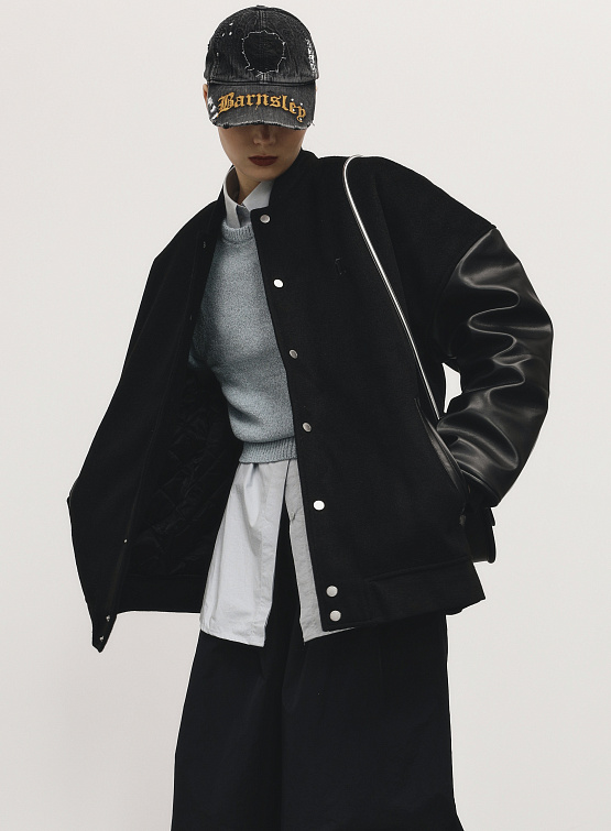 Бомбер ARNODEFRANCE Varsity Jacket Black