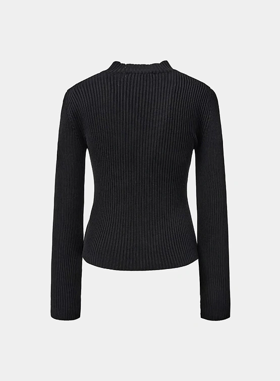 Женский кардиган AMOMENTO Ribbed Mock Neck Black