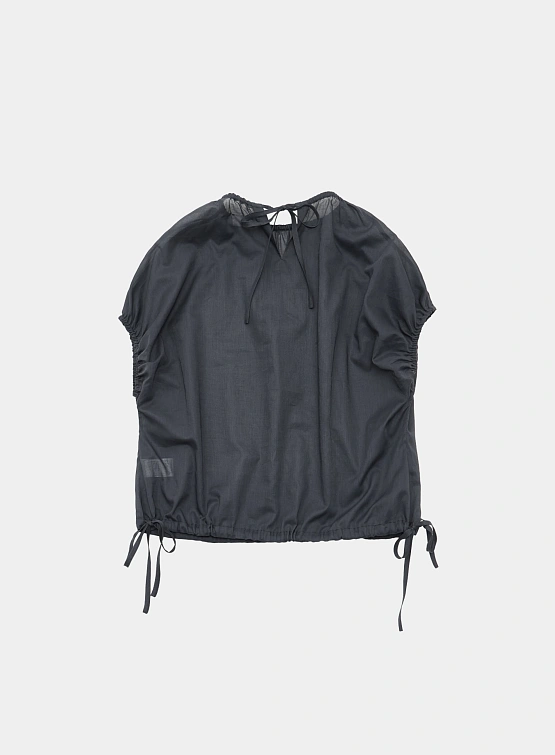 Женский топ AMOMENTO Sheer Volume Shirring Top Navy