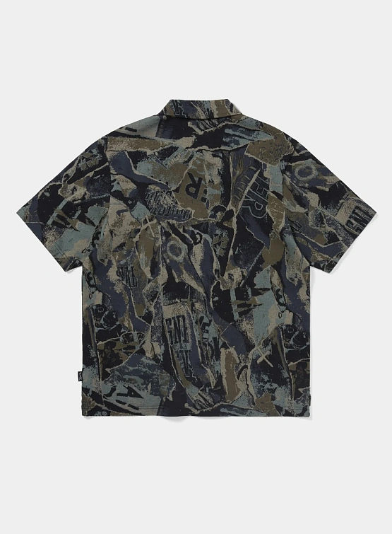 Рубашка thisisneverthat Jacquard Pattern Button Up Black