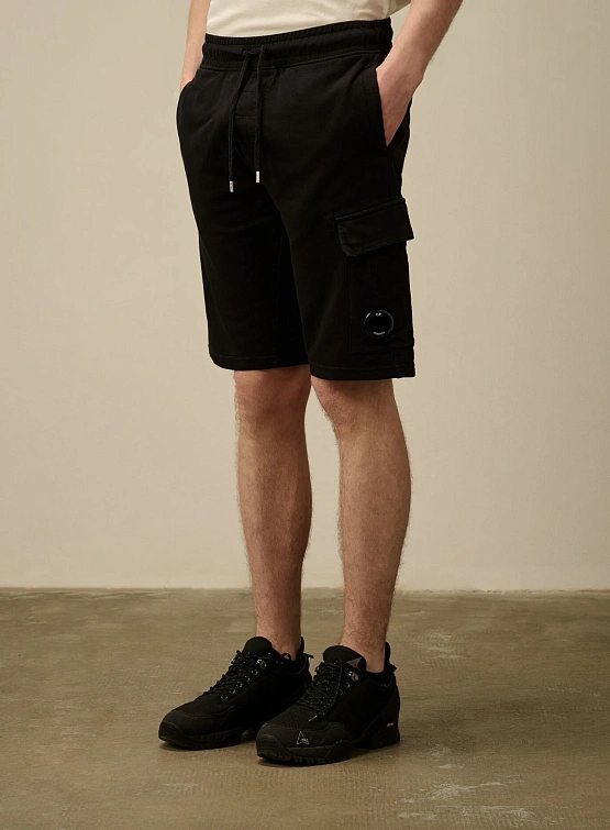 Шорты C.P. Company Light Fleece Cargo Lens Black